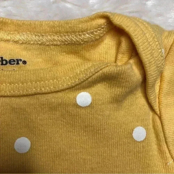 Gerber Onesie Diaper Shirt Yellow / White Polka Dots  Size Newborn - Picture 7 of 16